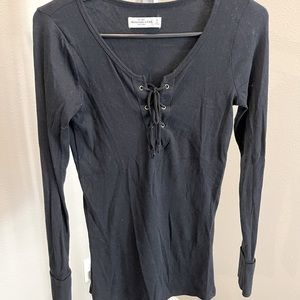 Women’s Abercrombie & Fitch lace up long sleeve top (size medium)